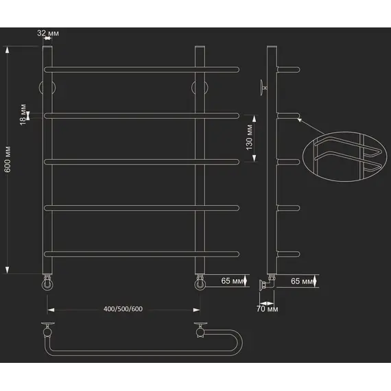 Полотенцесушитель латунный Secado Венеция 2 водяной, бронза