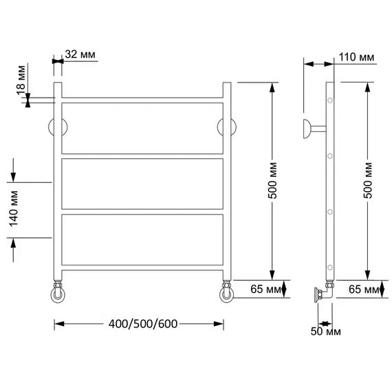 Полотенцесушитель латунный Secado Триада 1 водяной, бронза