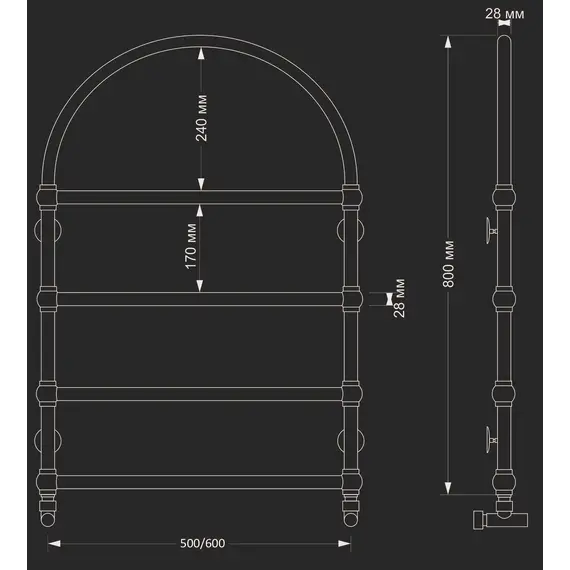 Полотенцесушитель латунный Secado Римини  водяной, бронза