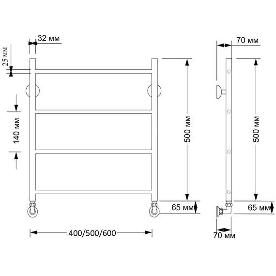 Полотенцесушитель латунный Secado Триада 1 плюс  водяной, бронза