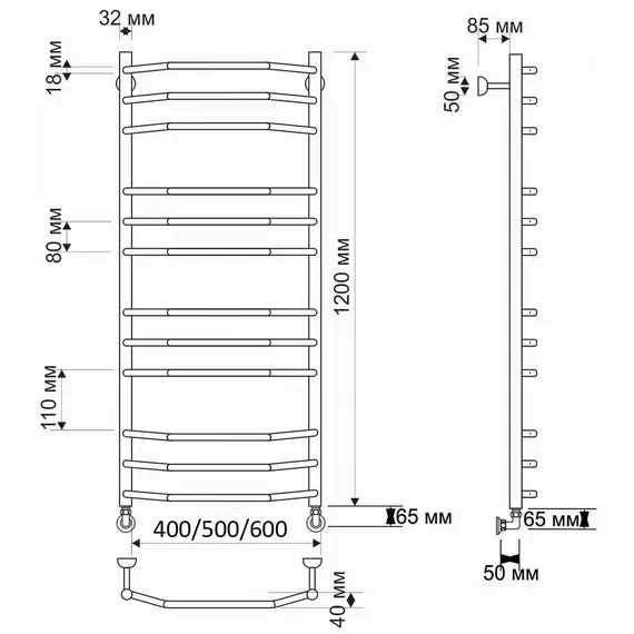 Полотенцесушитель латунный Secado Агата 2  водяной, бронза