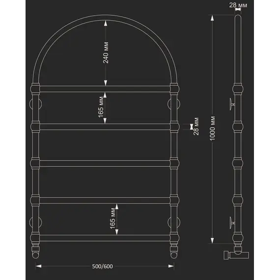Полотенцесушитель латунный Secado Римини  водяной, бронза