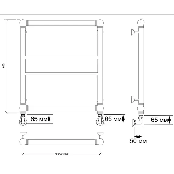 Полотенцесушитель латунный Secado Бароло водяной, бронза
