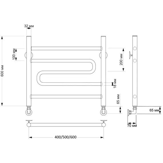 Полотенцесушитель латунный Secado Валенсия 2 водяной, бронза