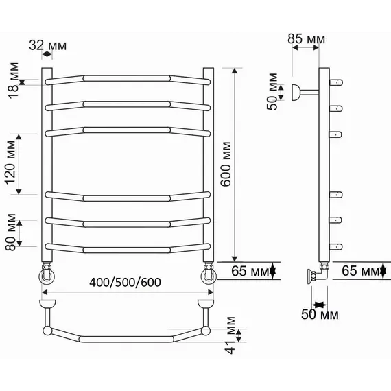 Полотенцесушитель латунный Secado Агата 2  водяной, бронза