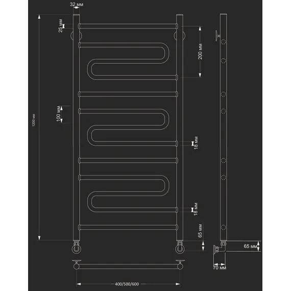 Полотенцесушитель латунный Secado Валенсия 2 водяной, бронза