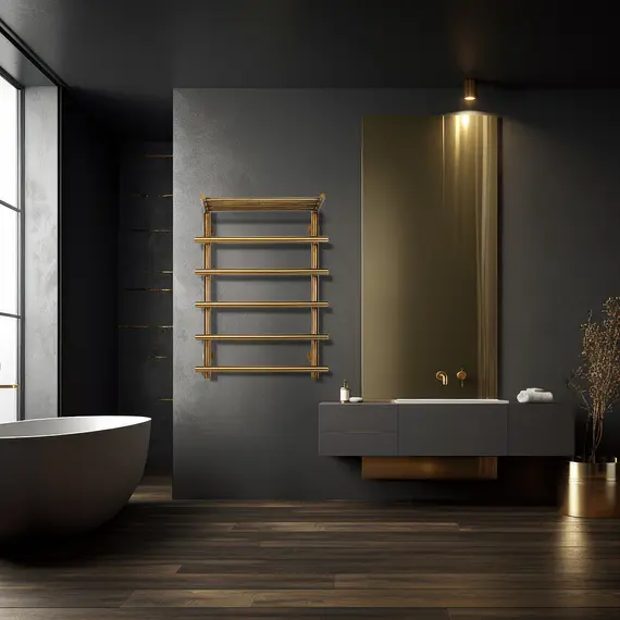 Полотенцесушитель латунный Secado Турин 1 СП , с полочкой , водяной, бронза