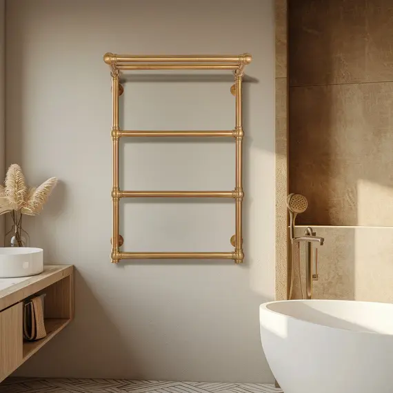 Полотенцесушитель латунный Secado Фалерони 2 с полочкой, водяной, бронза