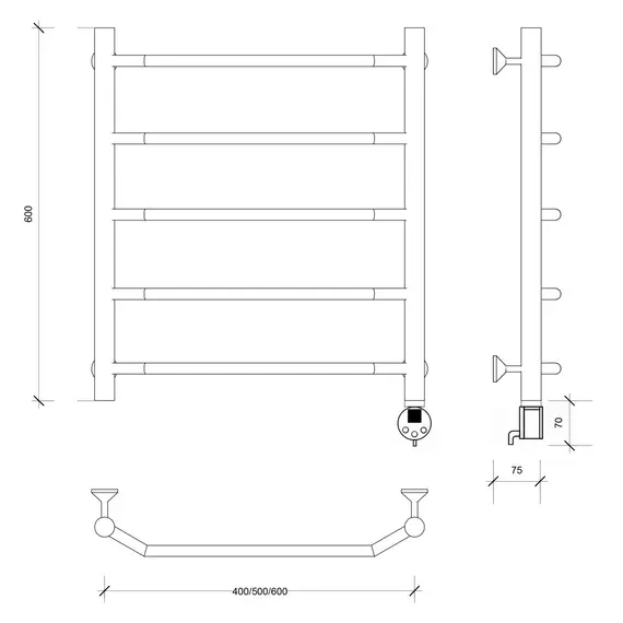 Полотенцесушитель Secado Агата 1  электрический L/R хром