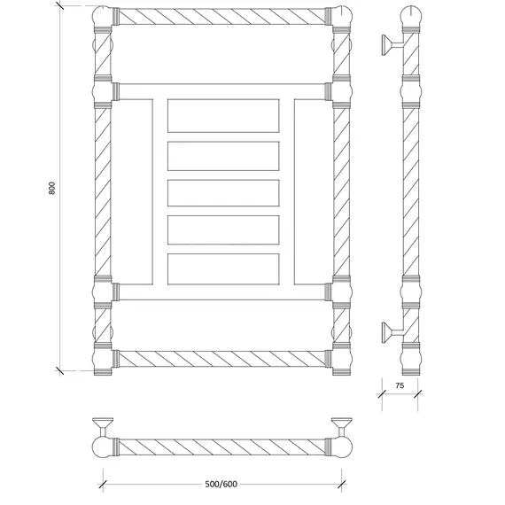 Полотенцесушитель латунный Secado Фалерони 3 Trenza водяной, бронза