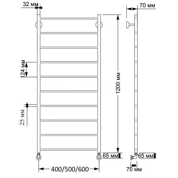 Полотенцесушитель латунный Secado Триада 1 плюс  водяной, бронза