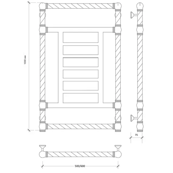 Полотенцесушитель латунный Secado Фалерони 3 Trenza водяной, бронза