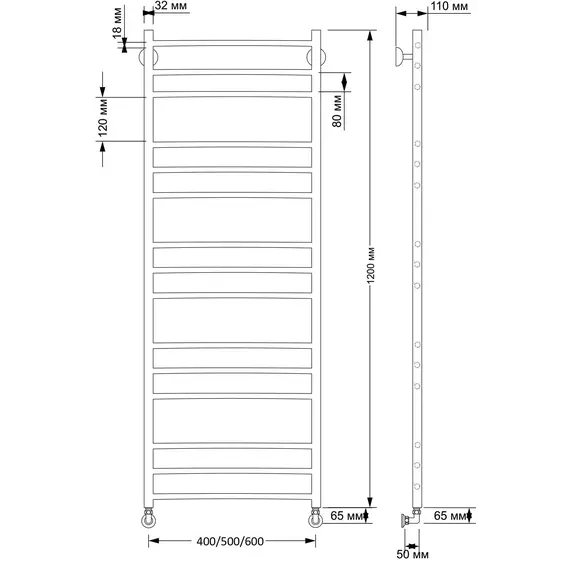 Полотенцесушитель латунный Secado Триада 3  водяной, бронза