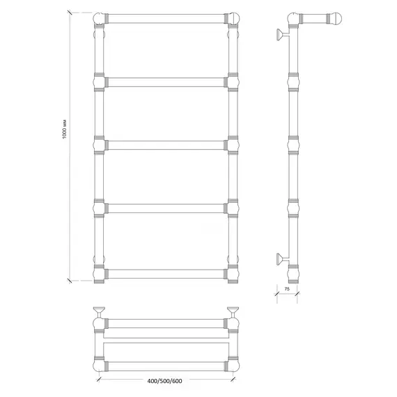 Полотенцесушитель латунный Secado Фалерони 2 с полочкой, водяной, бронза