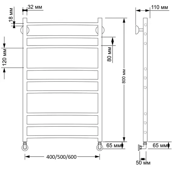 Полотенцесушитель латунный Secado Триада 3  водяной, бронза