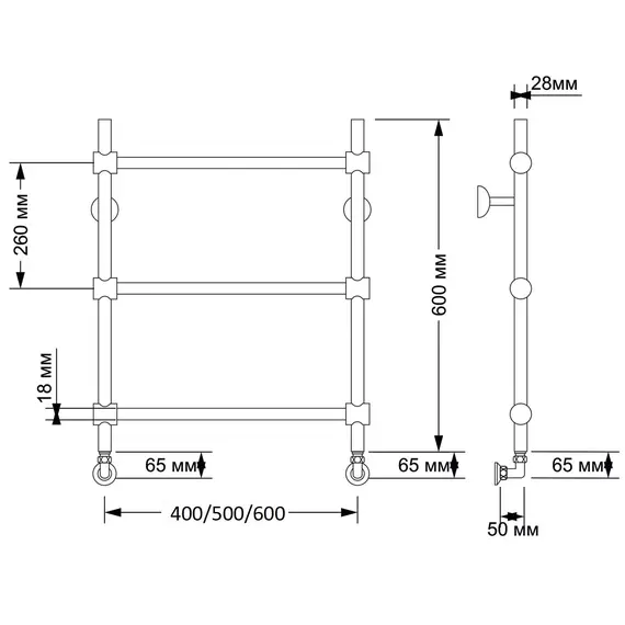 Полотенцесушитель латунный Secado Флоренция 2 водяной, бронза