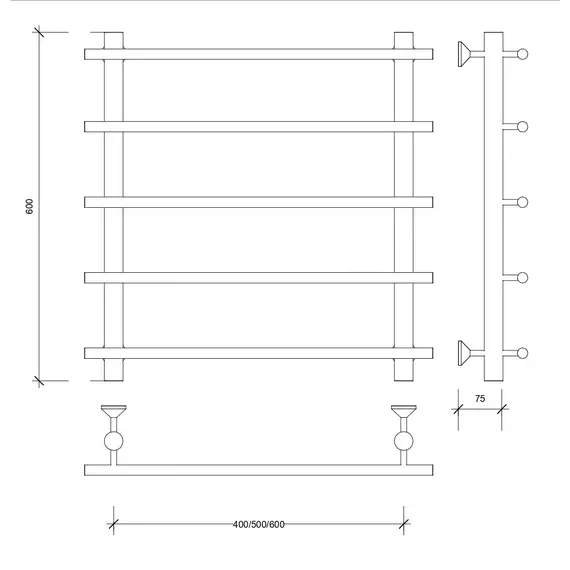 Полотенцесушитель латунный Secado Турин 1  водяной, бронза
