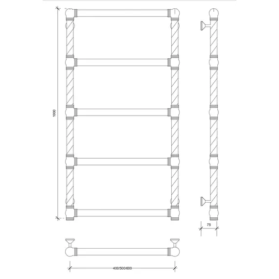 Полотенцесушитель латунный Secado Фалерони 1 Trenza водяной, бронза