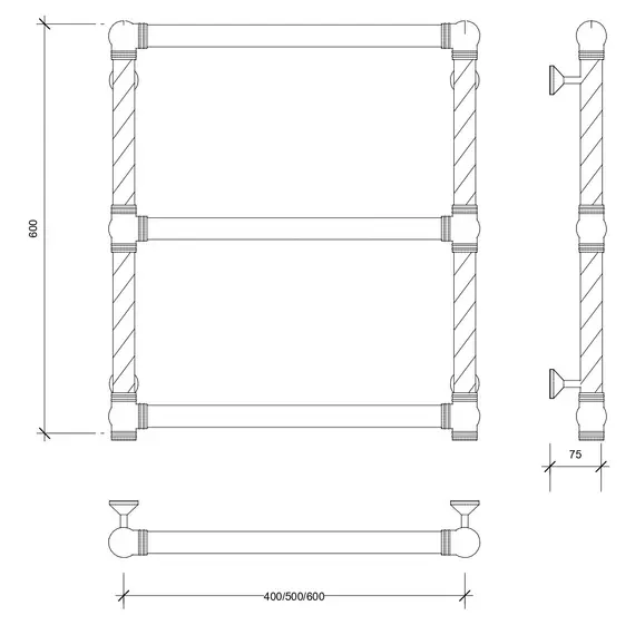 Полотенцесушитель латунный Secado Фалерони 1 Trenza водяной, бронза