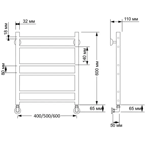 Полотенцесушитель латунный Secado Триада 2 водяной, бронза