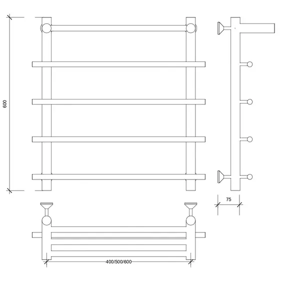 Полотенцесушитель латунный Secado Турин 1 СП , с полочкой , водяной, бронза