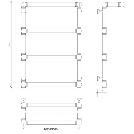 Полотенцесушитель латунный Secado Фалерони 2 с полочкой, водяной, бронза