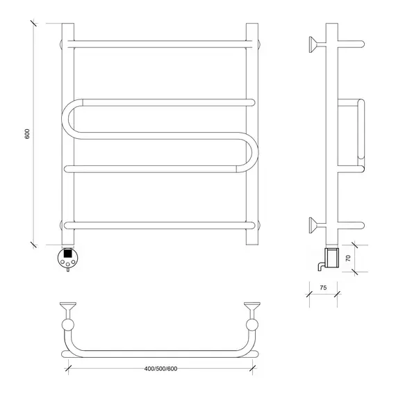Полотенцесушитель Secado Валенсия 2  электрический L/R  хром