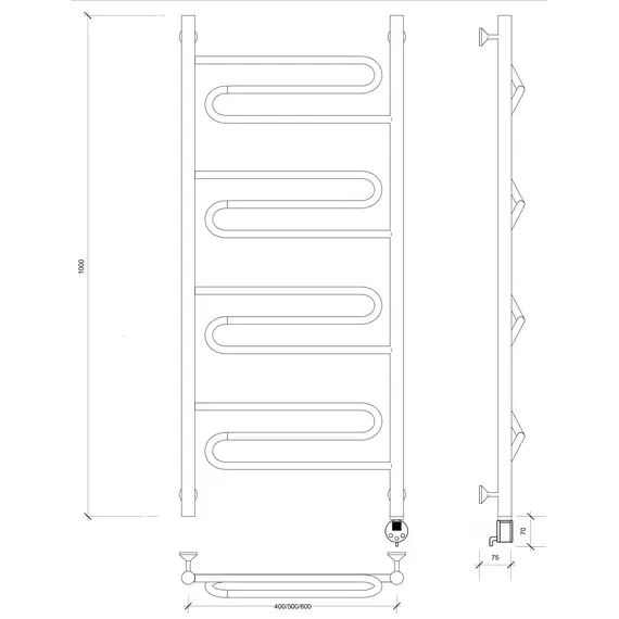 Полотенцесушитель Secado Валенсия 1  электрический L/R хром