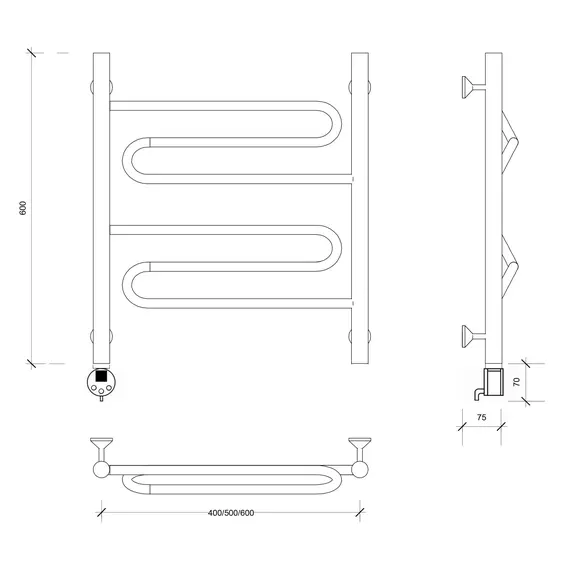 Полотенцесушитель Secado Валенсия 1  электрический L/R хром