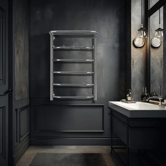 Полотенцесушитель Secado Агата 1 КСП , с крючками и полочкой, электрический L/R хром