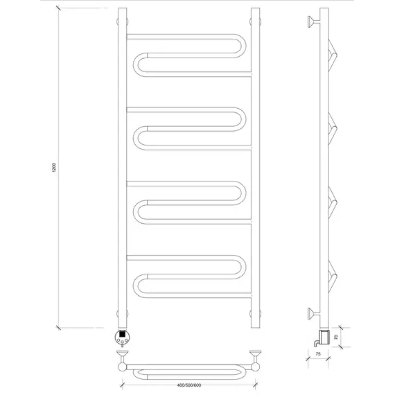 Полотенцесушитель Secado Валенсия 1  электрический L/R хром