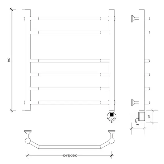 Полотенцесушитель Secado Агата 5 электрический L/R хром