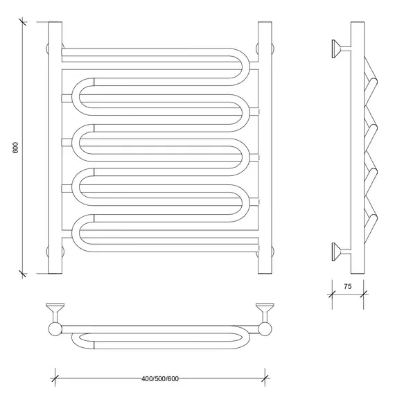 Полотенцесушитель Secado Валенсия 3 электрический L/R  хром