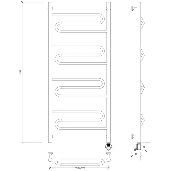 Полотенцесушитель Secado Валенсия 1  электрический L/R хром