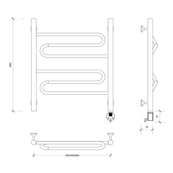Полотенцесушитель Secado Валенсия 1  электрический L/R хром