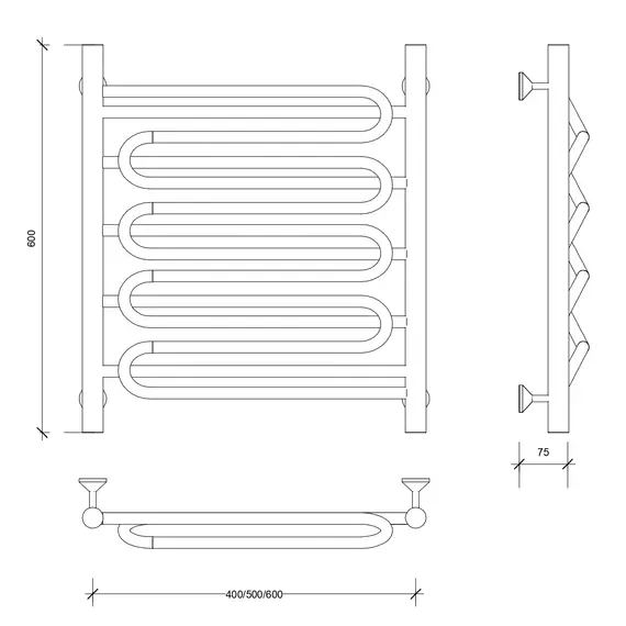 Полотенцесушитель Secado Валенсия 3 электрический L/R  хром