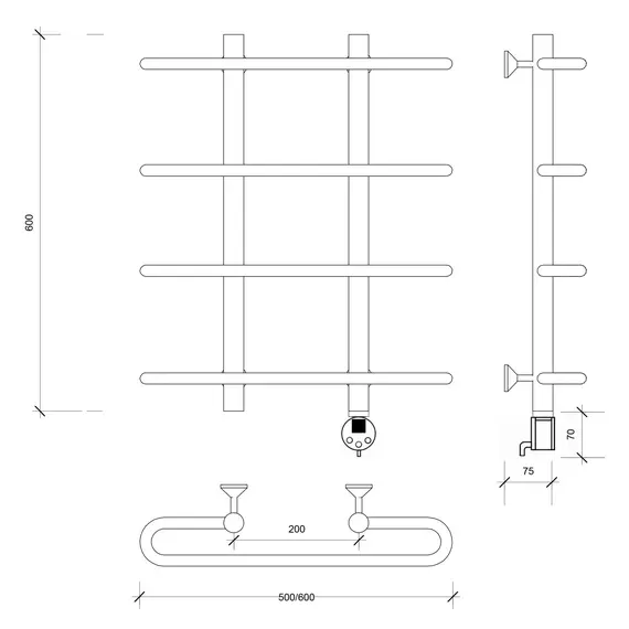 Полотенцесушитель Secado Венеция 1 электрический L/R хром