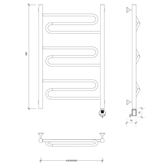 Полотенцесушитель Secado Валенсия 1  электрический L/R хром