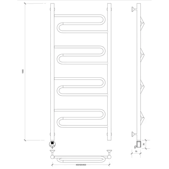 Полотенцесушитель Secado Валенсия 1  электрический L/R хром