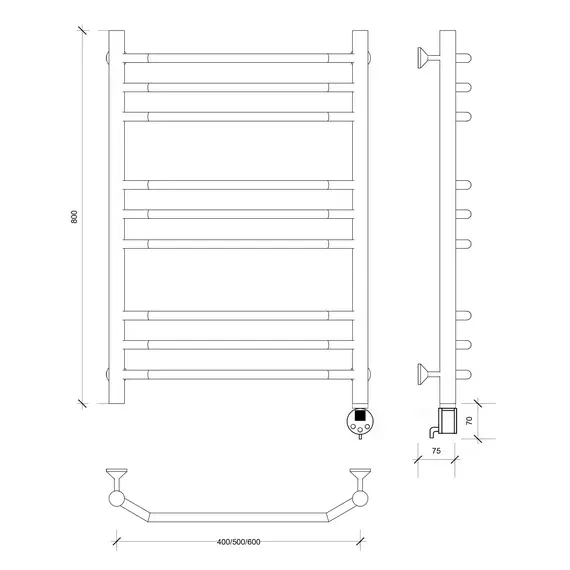 Полотенцесушитель Secado Агата 3  электрический L/R хром