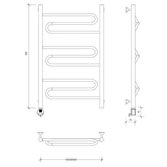 Полотенцесушитель Secado Валенсия 1  электрический L/R хром