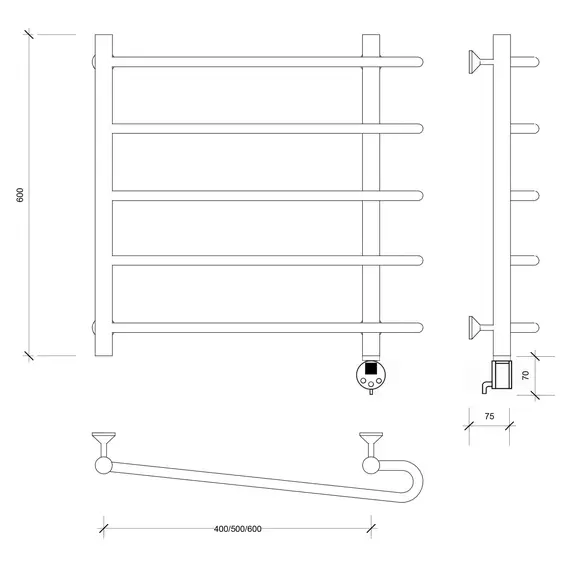 Полотенцесушитель Secado Венеция 2 электрический L/R хром