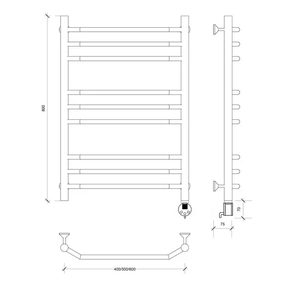 Полотенцесушитель Secado Агата 3  электрический L/R хром