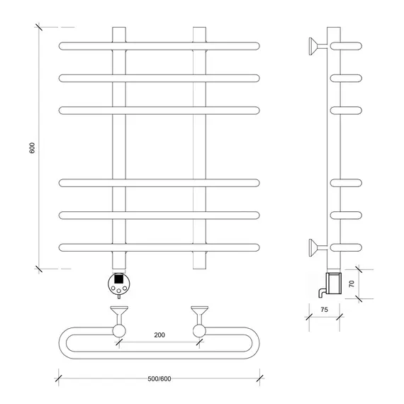 Полотенцесушитель Secado Венеция 3  электрический L/R  хром