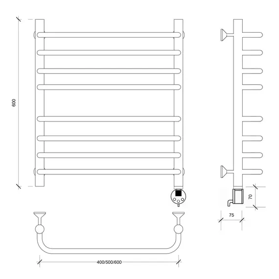 Полотенцесушитель Secado Мерида 4 электрический L/R хром