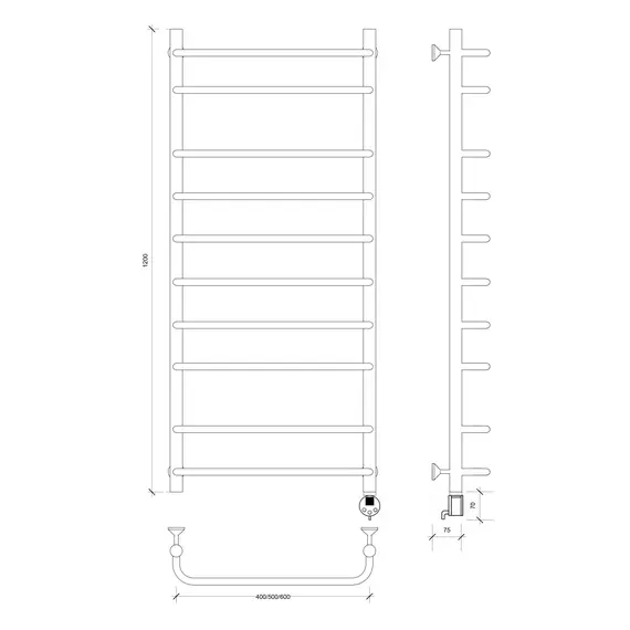Полотенцесушитель Secado Мерида 2 электрический L/R хром
