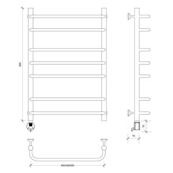 Полотенцесушитель Secado Мерида 2 электрический L/R хром