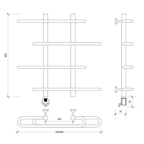 Полотенцесушитель Secado Венеция 4  электрический L/R хром
