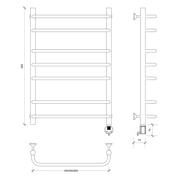 Полотенцесушитель Secado Мерида 2 электрический L/R хром