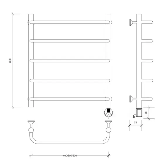 Полотенцесушитель Secado Мерида 1  электрический L/R хром